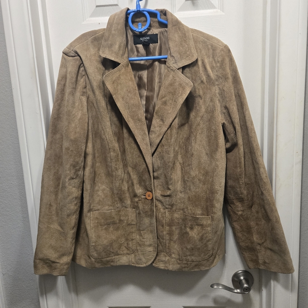 Alfani Tan Suede Jacket Size 1x